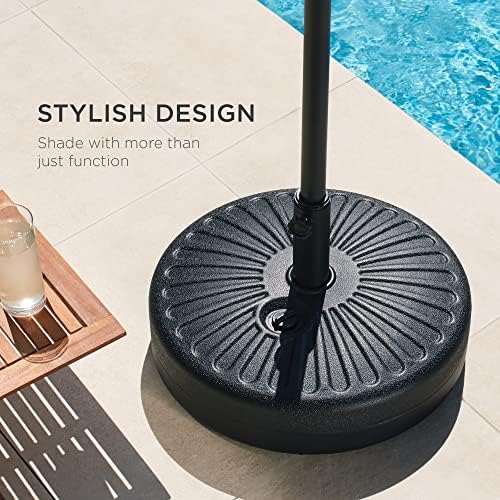 Best Choice Products Fillable Umbrella Base Stand Round Sunburst Plastic Patio Umbrella Base Stand, Pole Holder for Outdoor, Lawn w/ 55lbs Weight Capacity, Adjustment Knob
