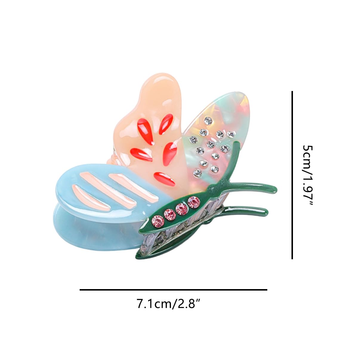 Novelty Butterfly Hair Clip,Acetate Claw Clips,Hair Clips for Women,Green