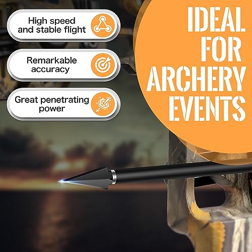 SUNYA Broadheads 100 Grain Steel Archery Arrow Tips for Compound, Recurve Bow & Crossbow, Traditional Screw-in Arrow Heads for Arrows, Pack of 12 in a Storage Case