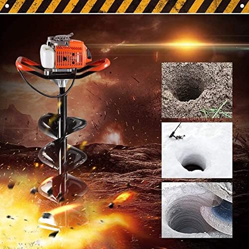 72cc Post Hole Digger 2-Stroke Petrol Gas Powered Earth Digger with 2 Extension Rods + 3 Auger Drill Bits (4" 8" & 12") for Farm Garden Plant