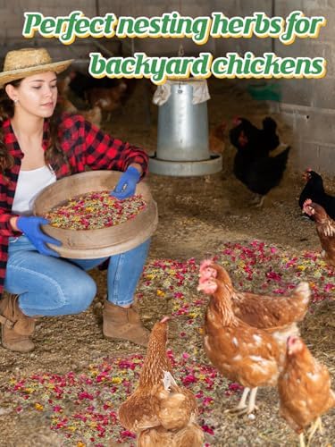 20 Oz Nesting Herbs for Chicken Coop - Natural Nesting Box Feed Herb in 6 Dried Flowers for Freshening Bedding Chicken Coop Dust Bath Increase Egg Production Great Gift