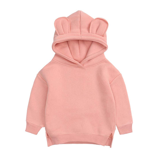 ZFTTZYMX Baby Unisex Cotton Solid Hoodies, Toddler Sweatshirt Kids Cute Ear Hoody Tops Pullover Fall Winter Clothes