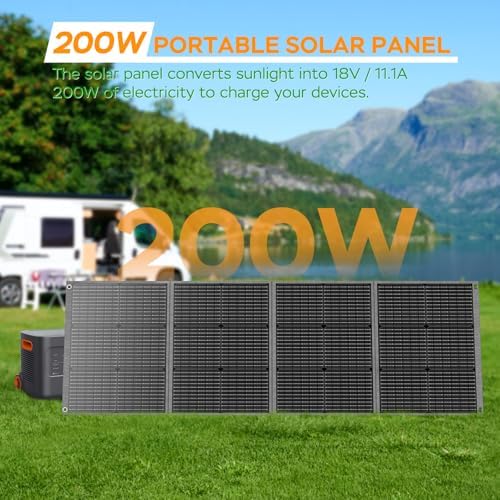 MARBERO 200W Portable Solar Panel for Power Station & DC Devices 200 Watt Foldable Solar Charger >23% High Efficiency IP68 Waterproof Compatible with Solar Generator for Camping RV Outdoor Cloudy