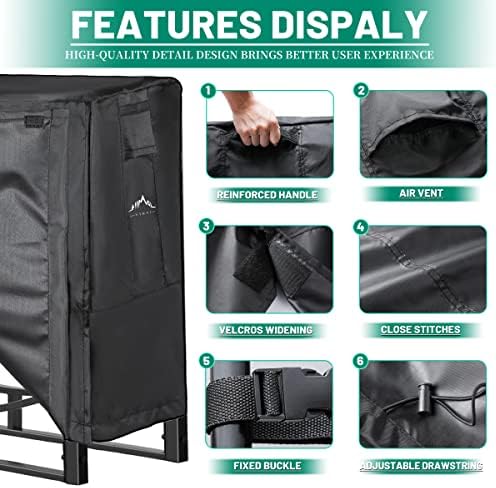 Himal 4ft Waterproof Firewood Cover, Heavy Duty 600D Oxford Outdoor Storage Wood Rack Cover with Buckle (Log Rack not Included)