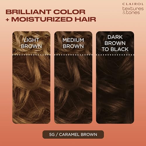 Clairol Textures & Tones Permanent Hair Dye, 5G Caramel Brown Hair Color, Pack of 2