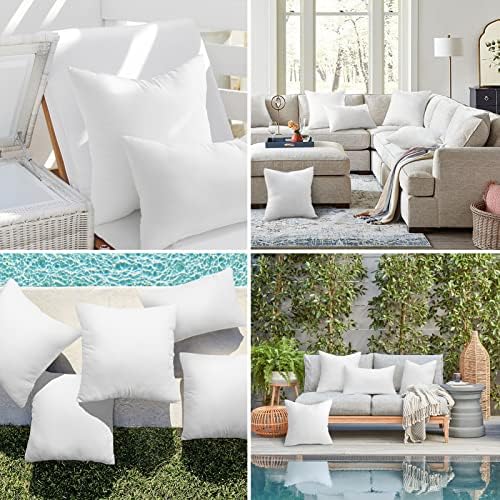 Ashler Outdoor Pillow Inserts, 18x18 Waterproof Throw Pillows Pack of 2, Outdoor Pillows Water-Resistant Decorative Premium Square Pillow Stuffer Sham for Porch Patio Living Room Bedroom Furniture
