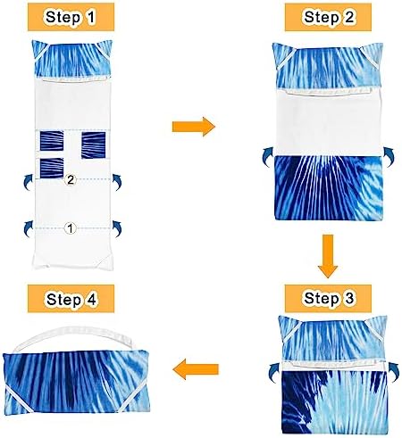 Lounge Chair Towel Cover (Pack of 2), Tie Dye Style Chaise Lounge Cover, Beach Chair Covers with Pockets for Pool Beach Garden Courtyard Outdoor Trips, 85 x30 in, Blue Grey