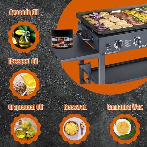 Black Diamond Stoneworks Griddle Seasoning & Cast Iron Conditioner (8 oz) – Premium Oil & Wax Blend for Skillets, Griddles, Dutch Ovens & Flat Top Grills – Non-Stick Protection & Rust Prevention