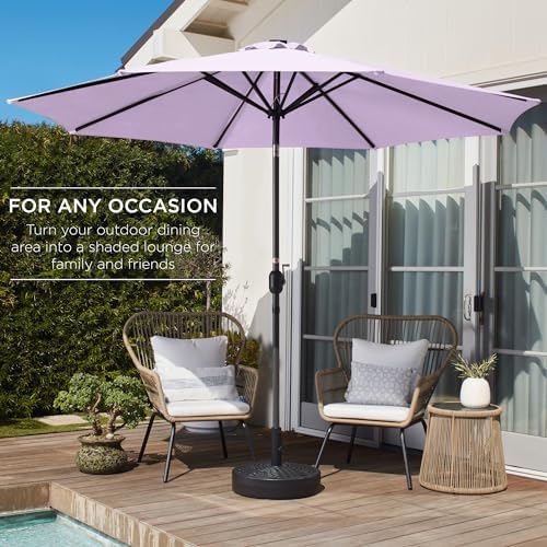 Best Choice Products 10ft Outdoor Steel Polyester Market Patio Umbrella w/ Crank, Easy Push Button, Tilt, Table Compatible - Lavender