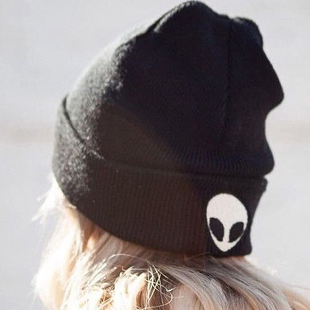 RNEFNQS 2 Pack Alien Skull Beanie Winter Slouchy Knit Hat for Men Women