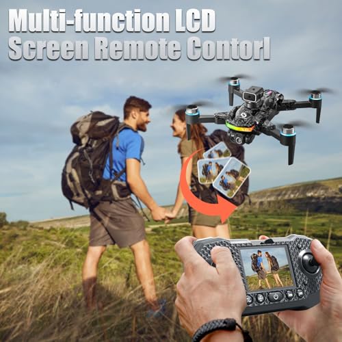 Remote with Screen Drone with Camera for Adult,1080P RC Drone with Flashing Lights,Smart Obstacle Avoidance FPV for Beginners with 8G Flashdrive and Card Reader