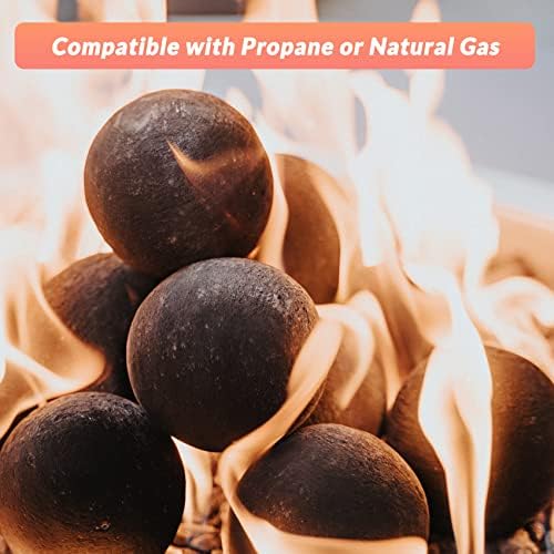 Skyflame Ceramic Fire Balls, Set of 15 Round Fire Stones Set for Indoor and Outdoor Fire Pits or Fireplaces Accessory, 3 Inch, Black
