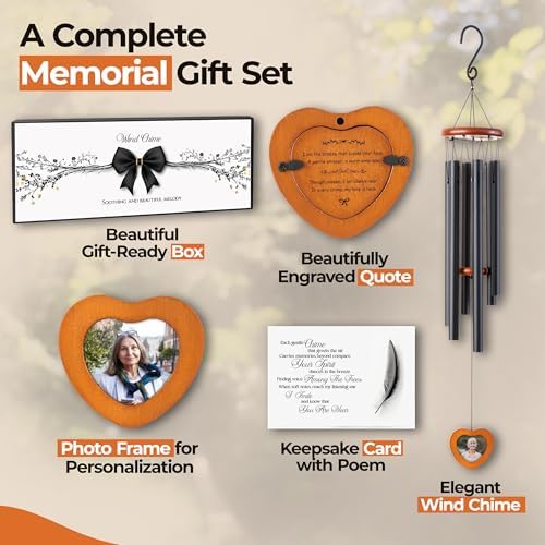 32 Inch Memorial Wind Chimes Outdoor, Personalized Sympathy Gifts for Loss of Loved One, Memorial Gifts for Loss of Mother, Bereavement Gift for Mom, Father, Brother, Sister