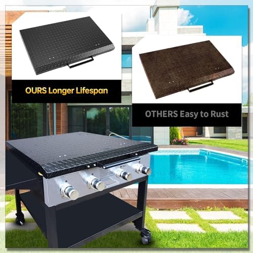 HECASA Black Outdoor 36” Griddle Grill Hard Cover Lid with Handle Waterproof Aluminum Compatible with Blackstone & More
