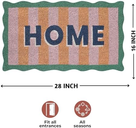 Folkulture Door Mat | Eco Friendly Mats for Front Door | (16 x 28) Welcome Matt or Doormat for Home Entrance | Durable & Anti Slip Coir Mats Outdoor or Entryway Rug (Home-Sweet-Home)