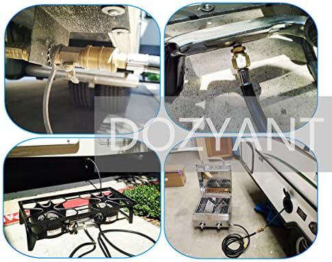 DOZYANT 12 FT RV Propane Quick Connect Hose for RV to Grill, BBQ Quick Release LP Gas Line for Camp Chef Stove, Pit Boss Burner - 3/8 Female Flare Fitting x 1/4 Full Flow Male Plug