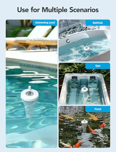 GoveeLife Wireless Pool Thermometer with App Remote, WiFi Digital Pool Thermometer Floating with IPX7 Waterproof, Notification Alert, Smart Swimming Temperature Monitor for Bath Tub, Aquarium, Hot Tub