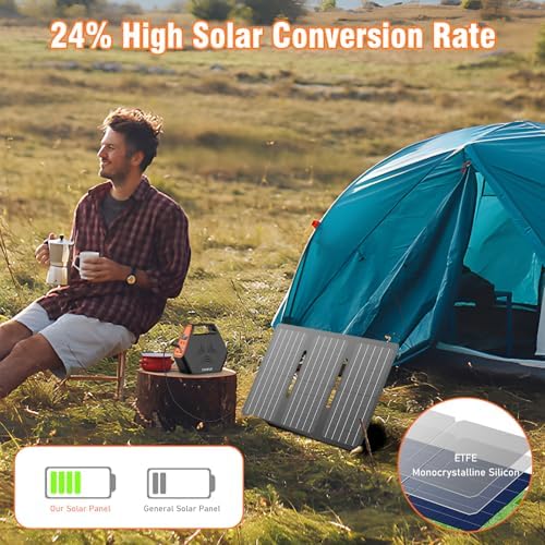 30W Portable Solar Panel Charger, Foldable ETFE Monocystalline Panel with USB-C USB-A and DC Outputs, IP65 Waterproof, High Conversion for Phones,Power Stations, RV, Outdoor Use
