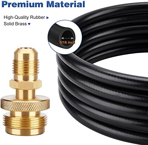 WADEO 12 FT Propane Quick Connect Hose for RV to Gas Grill, Propane Quick Connect Fittings for 1 LB Throwaway Bottle Connects 1 LB Portable Appliance to RV 1/4" Female Quick Disconnect
