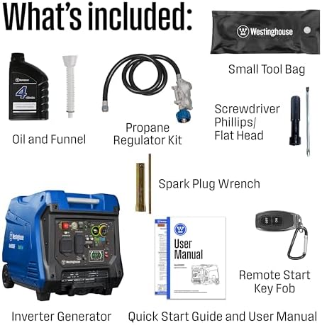Westinghouse 5000 Peak Watt Super Quiet Dual Fuel Portable Inverter Generator, Remote Electric Start, Gas & Propane Powered, RV Ready 30A Outlet, Parallel Capable, Blue/Black