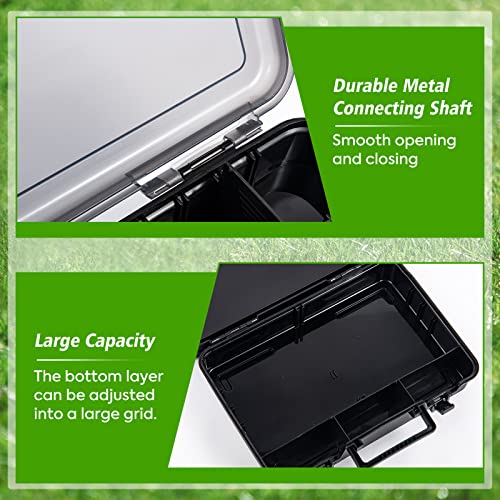 Goture Small Tackle Box,Waterproof Fishing Lure Boxes, 2 sided adjustable Small Plastic Case Small Box Storage Containers Black SMALL 6.69'' X 4.33'' X 1.81''