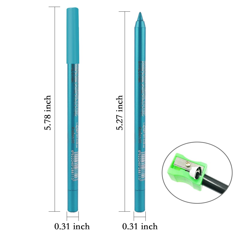 evpct 3Pcs Sky Blue & Sea Blue & Blue-green Gel Glitter Eyeliner Pencils Set for Women, Waterproof Smudge Proof lapiz de ojos delineador de ojos contra el agua Eye Liner Makeup 09 11 15