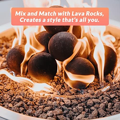Skyflame Ceramic Fire Balls, Set of 15 Round Fire Stones Set for Indoor and Outdoor Fire Pits or Fireplaces Accessory, 3 Inch, Black