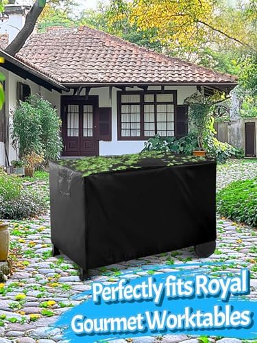 PAMASE Outdoor Dining Cart Cover - 41"L*24"W*32"H Grill Covers for Royal Gourmet Worktable PC3401B PC3401S Food Prep Table, Heavy Duty Waterproof BBQ Serving Worktable Metal Movable Station