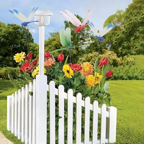 12 Pack Dragonfly Clip,3D Dragonfly Garden Stakes Decor,Fly Deterrent,Dragonfly Humming Bird Stakes,Deer and Horse,Bird and Fly Scare Devices for Indoor Outdoor Garden