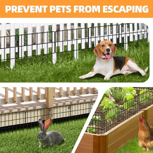 KYATE Garden Fence Animal Barrier, 14 Panels No Dig Fence 20ft(L) x13in(H), Rustproof Metal Defense Border, Dogs Rabbits Blocker Fence for Outdoor Yard & Patio