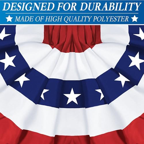 6 Pack 1.5 X 3 FT USA Pleated Fan Flag 4th of July Decorations, American Bunting Flag Fourth of July Patriotic Half Fan Banner 100% Polyester Memorial Day Fourth of July Independence Day Outdoor Decor