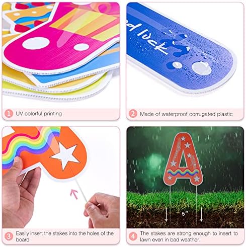 HOMENOTE 18Pcs Happy Birthday Yard Signs with Stakes 16”Large Size,LED Lights 2 x 5 m and Personalized Signs, Birthday Letters for Yard Lawn Outdoor Decoration Party Supplies