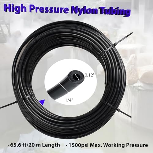 1/4" OD High Pressure Nylon Tubing for Outdoor Misting System 65.6ft/20m Misting Line for Patio Patio Mister for Cooling Water Mister Hose for Umbrella (1/8" ID)
