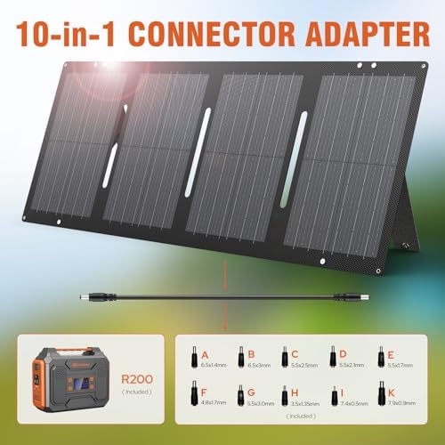 Portable Solar Generator, 300W Portable Power Station with Foldable 60W Solar Panel, 110V Pure Sine Wave 280Wh Lithium Battery Pack with USB DC AC Outlet for Home Use RV Van Outdoor Camping-Orange