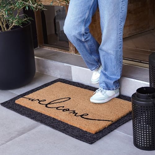 THEODORE MAGNUS Door Mat – Coir Doormat for Outdoor Entrance, Durable Welcome Mat with Non-Slip Backing, Perfect for Front Door and Entryway - Outdoor/Indoor - Warm Greeting - 17" x 30"