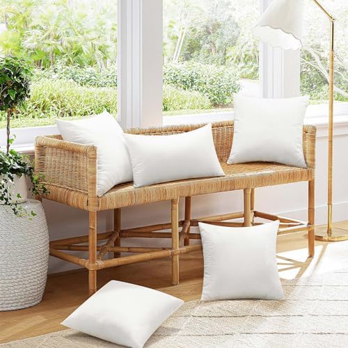 Ashler Outdoor Pillow Inserts, 18x18 Waterproof Throw Pillows Pack of 2, Outdoor Pillows Water-Resistant Decorative Premium Square Pillow Stuffer Sham for Porch Patio Living Room Bedroom Furniture
