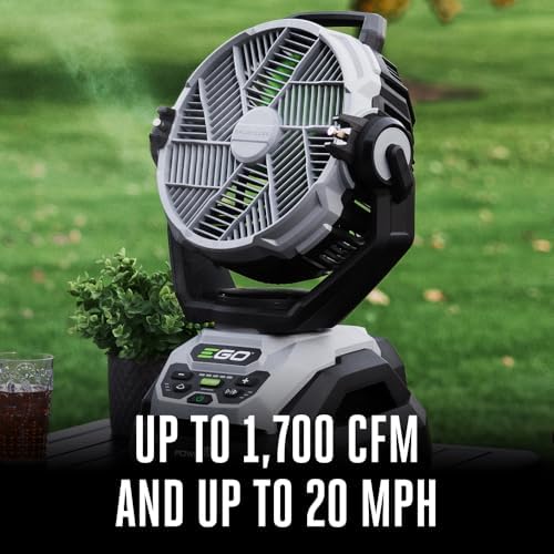 EGO POWER+ Portable Misting Fan, Compact, Outdoor Electric 10" 6 Speed Fan, Battery and Charger Not Included - FN1000