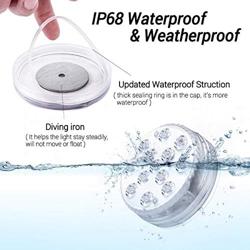 LOFTEK Submersible LED Lights with Remote, 13 LED Pool Lights for Inground Above Ground Pool with Magnets &10 Suction Cups,16 Color Changing Underwater Light for Ponds Battery Operated (4 Packs)