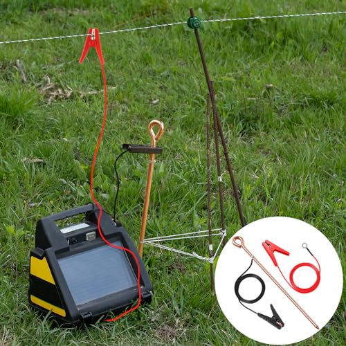 Electric Fence Wire - Grounding Rod, Connect The Energizer and Electric Fence Charger Solar Powered, Solar Electric Fence Lead Wire with Alligator Clip, for Generator Electric Fence