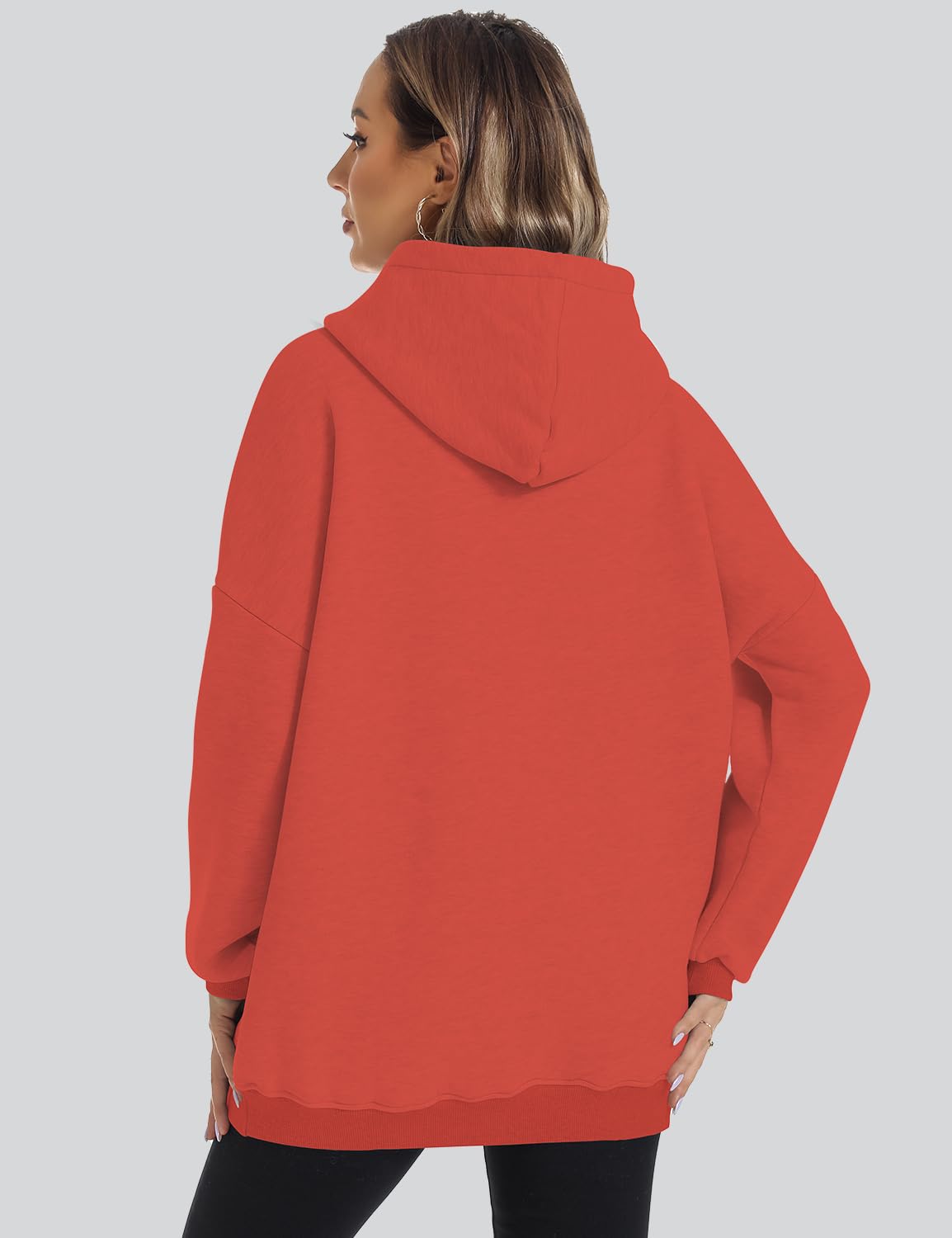 ROYLAMP Oversized Hoodies for Women Cute Sweatshirts Fleece Long Sleeve Sweaters Loose Casual Pullover Spring Fashion Winter Y2k Clothes Teen Girls 2024 Orange XL