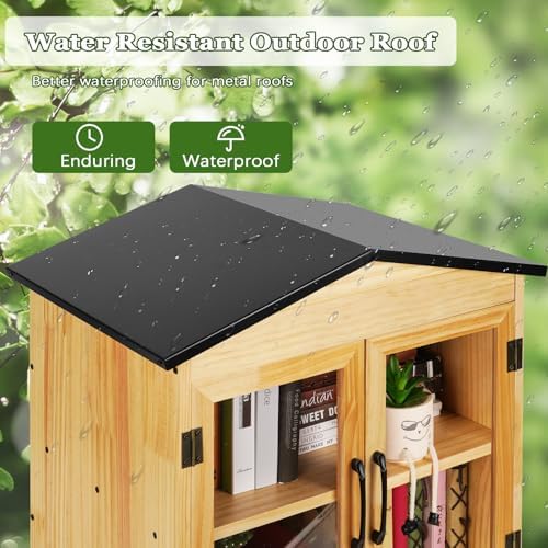 Outdoor Library Outdoor Book Box Storage Small Wooden Cabinet Little Literature Box for Neighborhoods Community and Schools Sharing Books, Flyers, Newspapers, Food and Art (D)