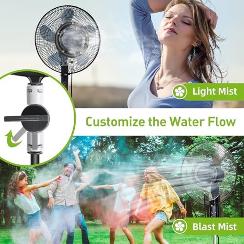 Fan Misters for Outside Patio, Fan Misting Kit with Water Walve, Water Misters for Fans for Cooling Outdoor, 19.6FT Misting Hose + 5 Extra Mist Nozzles