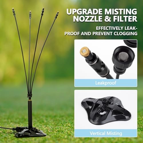 Standing Misters for Outside Patio - Portable Misting System for Cooling Outdoor 26.5Ft Stand Misting Line with 31.5 Inch Height Water Mister for Garden Yard BBQ Party Pool Water Playing Sprinklers
