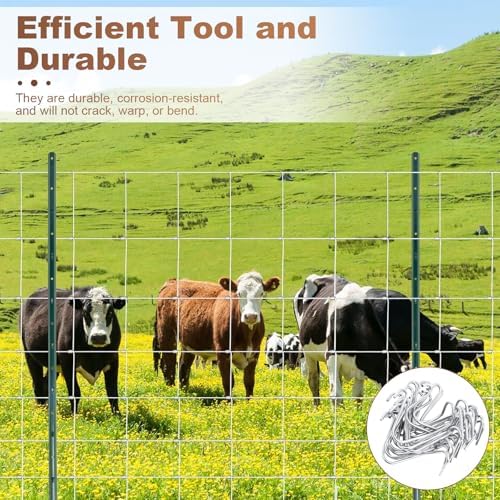 T-Post Clips Fence Wire Clips Galvanized Steel Fence Clips (300PCS) Time-Saving Convenient Pre-Cut Wire Ties