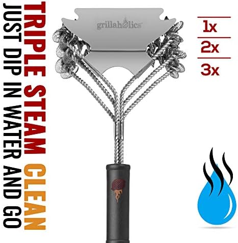 Grillaholics Grill Brush for Outdoor Grill - Safe Bristle Free BBQ Brush with Built-in Scraper – The Perfect Grilling Accessory for Cleaner Grilling