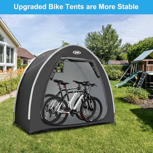 UNP Bike Storage Shed Tent, Portable Outdoor Bike Storage Tent with 210D Oxford Thick PU4000 Waterproof for 1/2/3/4 Bikes, Bike Covers Storage Shed Tent for Bicycles, Lawn Mower, Garden Tools