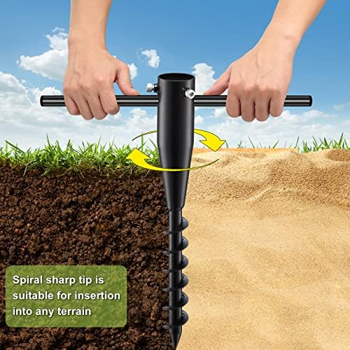 Beach Umbrella Sand Anchor - Heavy Duty Outdoor Umbrella Holder No Dig Ground Umbrella Base - Sturdy and Reliable 2.3“ Inner Diameter, Black(1 Pack)
