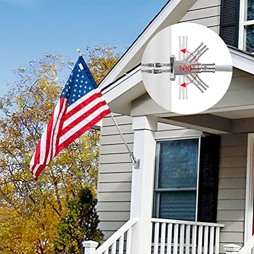 Heavy Duty T304 Stainless Steel Flag Pole Bracket - 180° Adjustable Flag Pole Holder for House with Two Installation Methods, Flag Holder for 1" Inner Diameter Pole, Wind Resistant &Rust Free