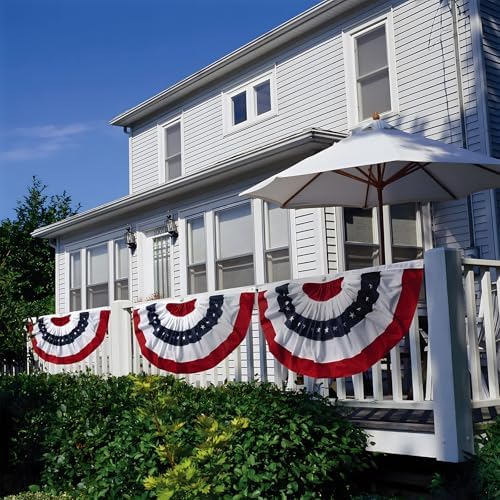 4th of July Decorations Huge Bunting Flags 3 x 6 Ft with Grommets, Large American Pleated Fan Banner, Fourth of July Flag USA Patriotic Red White and Blue Decor for Memorial Day Veterans (3x6 Ft-4 Pcs)