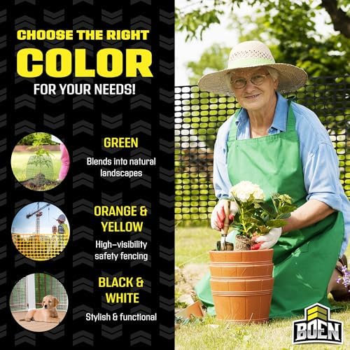 BOEN 4' x 100' Black Temporary Fencing, Mesh Snow Fence, Plastic, Safety Garden Netting, Above Ground Barrier, for Deer, Kids, Swimming Pool, Silt, Lawn, Rabbits, Poultry, Dogs